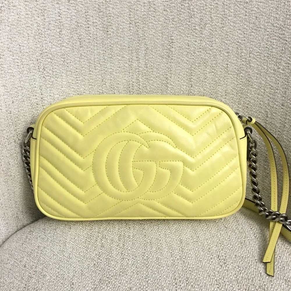 Authentic Gucci Marmont crossbody bag yellow leather - Picture 6 of 13